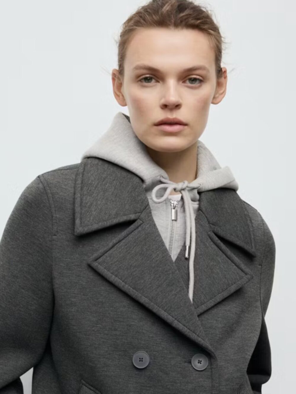 Zara Trench Coat removable hooded with double breasted button jacket